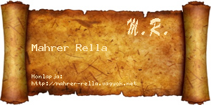 Mahrer Rella névjegykártya
